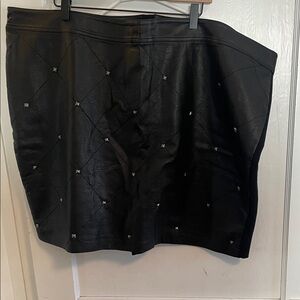 Lane Bryant Faux Leather Black Skirt with Stud Accents